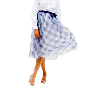 NWT J. Crew navy gingham tulle skirt